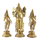 Brass Lord Vishnu Bhudevi Sridevi Statues 13 Inch - Premium Divine Trinity | Jaipurio